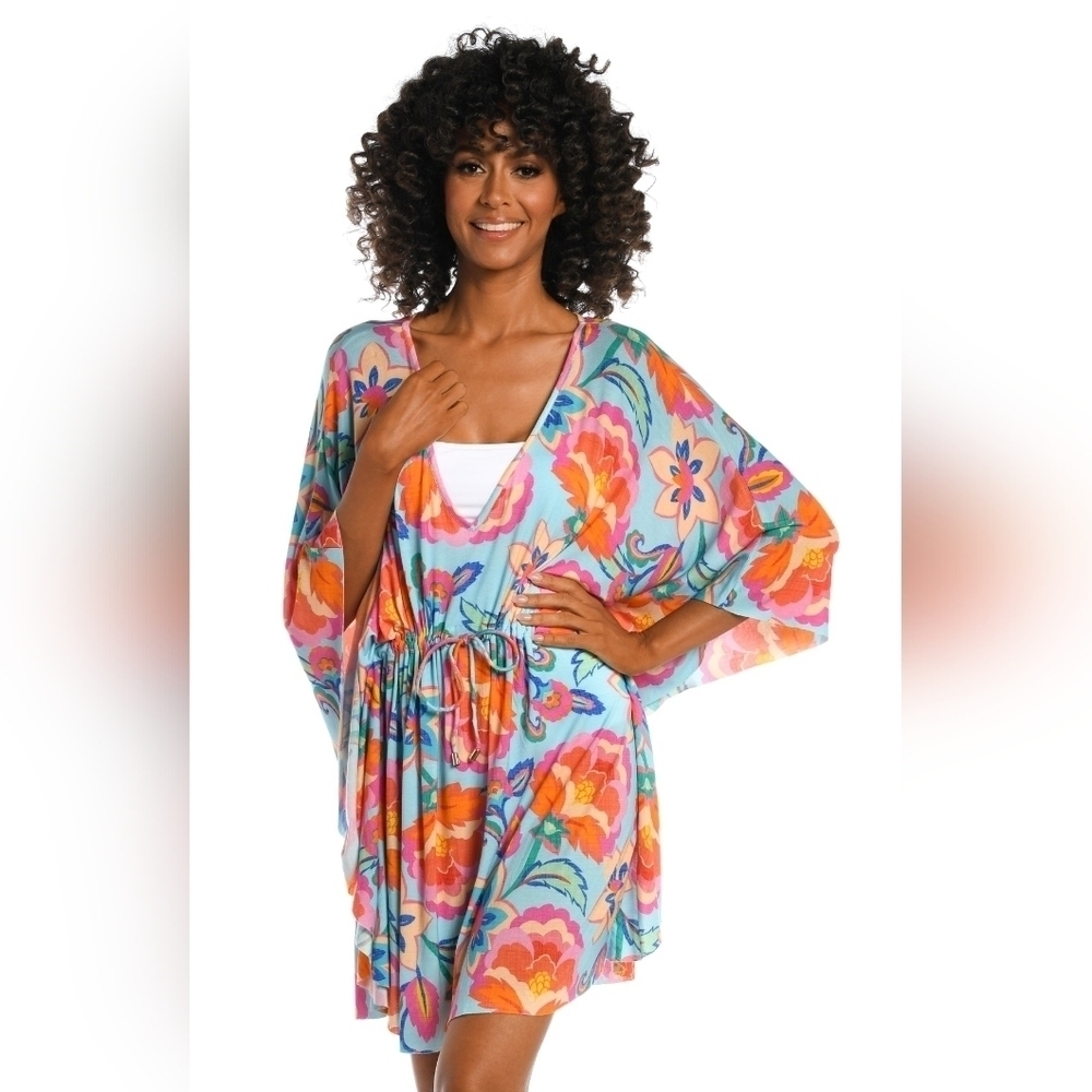 NWT LA BLANCA Breezy Beauty V-Neck Caftan Resort Wear Beach Swim L - Picture 1 of 7